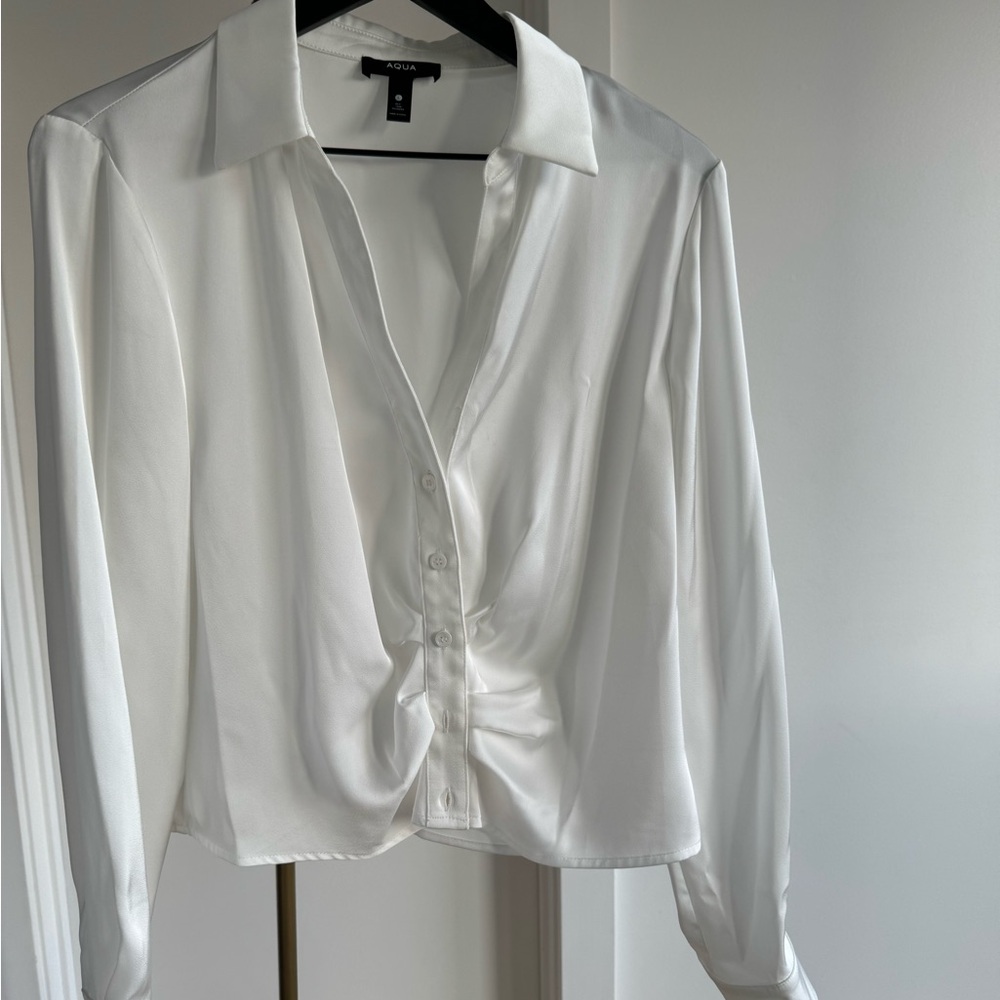 Aqua White Medium Blouse